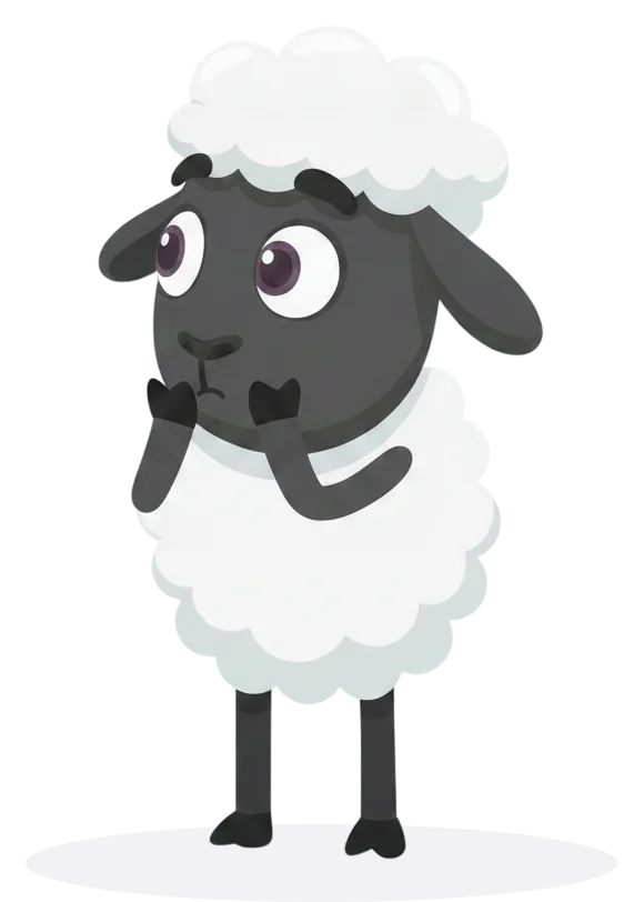 Curious sheep mascot