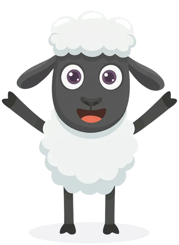 Sheep mascot asking onboarding questions